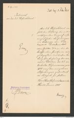 k.k. naturhistorisches Hofmuseum, Intendanzakten 1885-1896 (Hauer), Aktenzahl Z.39.a/1888, Seite 1